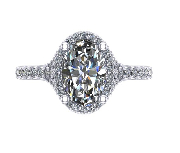 14K White Gold Split Shank Engagement Ring Mounting