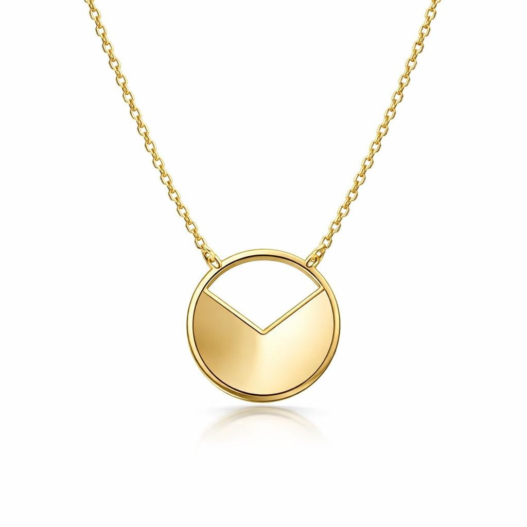 14 Karat Yellow Gold 1/3 Open Round Plate Necklace