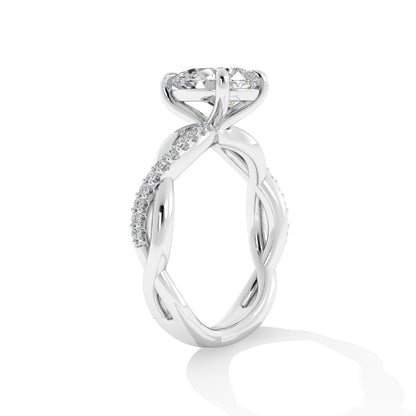 Platinum Diamond Engagement Mounting with High Polish Twist Shank