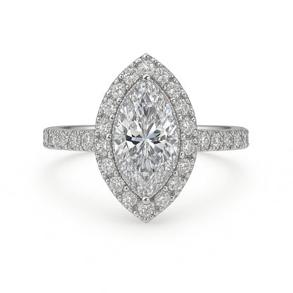 Marquise Cut Lab Diamond Engagement Ring With 1.00 Carat in 14K White Gold