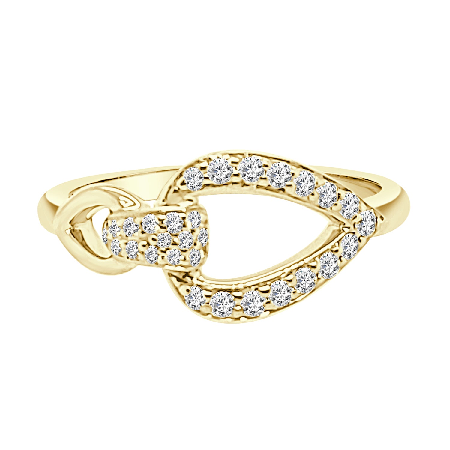 14 Karat Yellow Gold Diamond Buckle Ring - 0.24 Carats