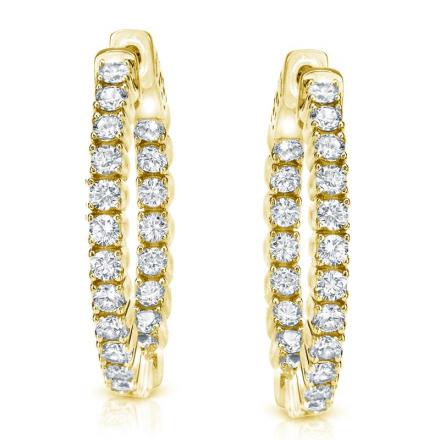 14K Yellow Gold Lab Diamond Round Shape Earrings - 1.91 Carats