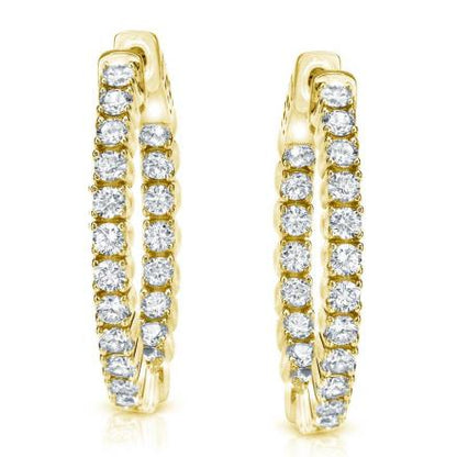 14K Yellow Gold Lab Diamond Round Shape Earrings - 1.91 Carats