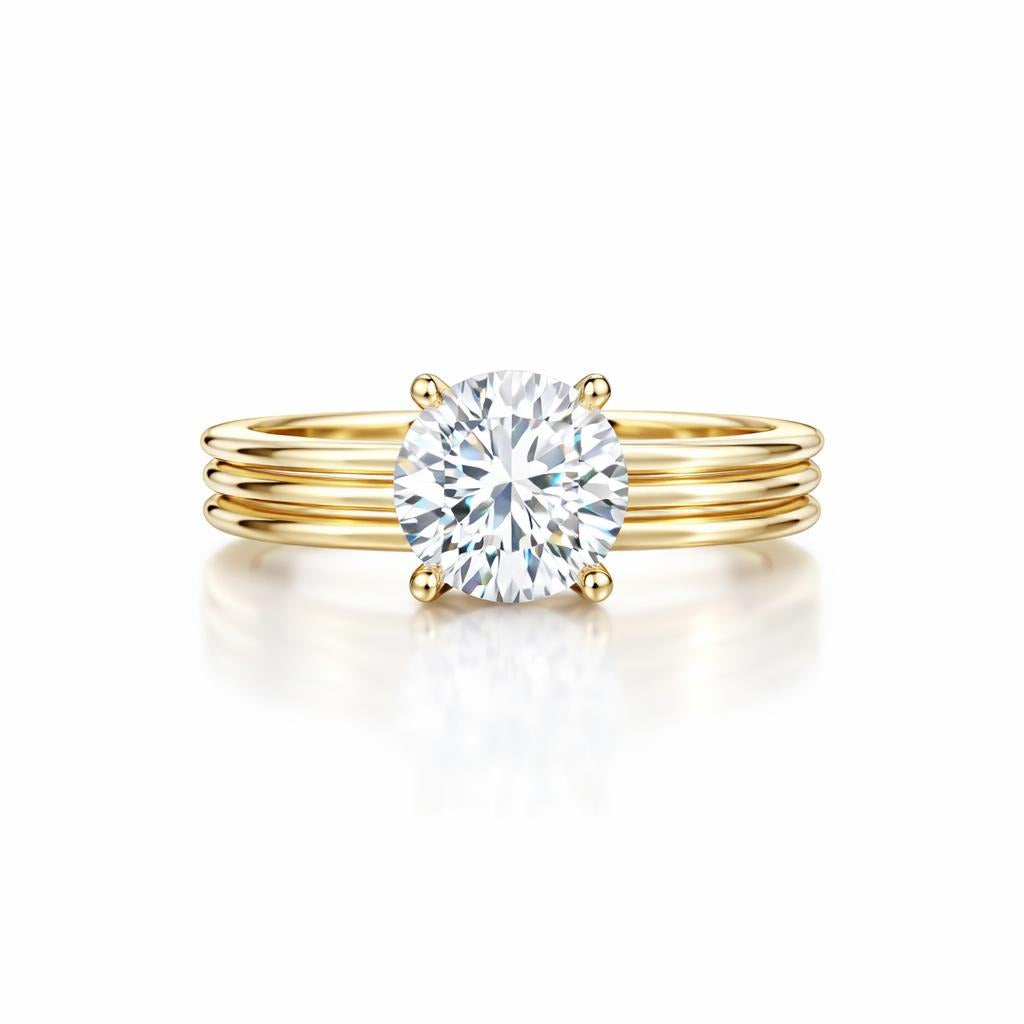 14K Yellow Gold Solitaire Diamond Engagement Ring Mounting