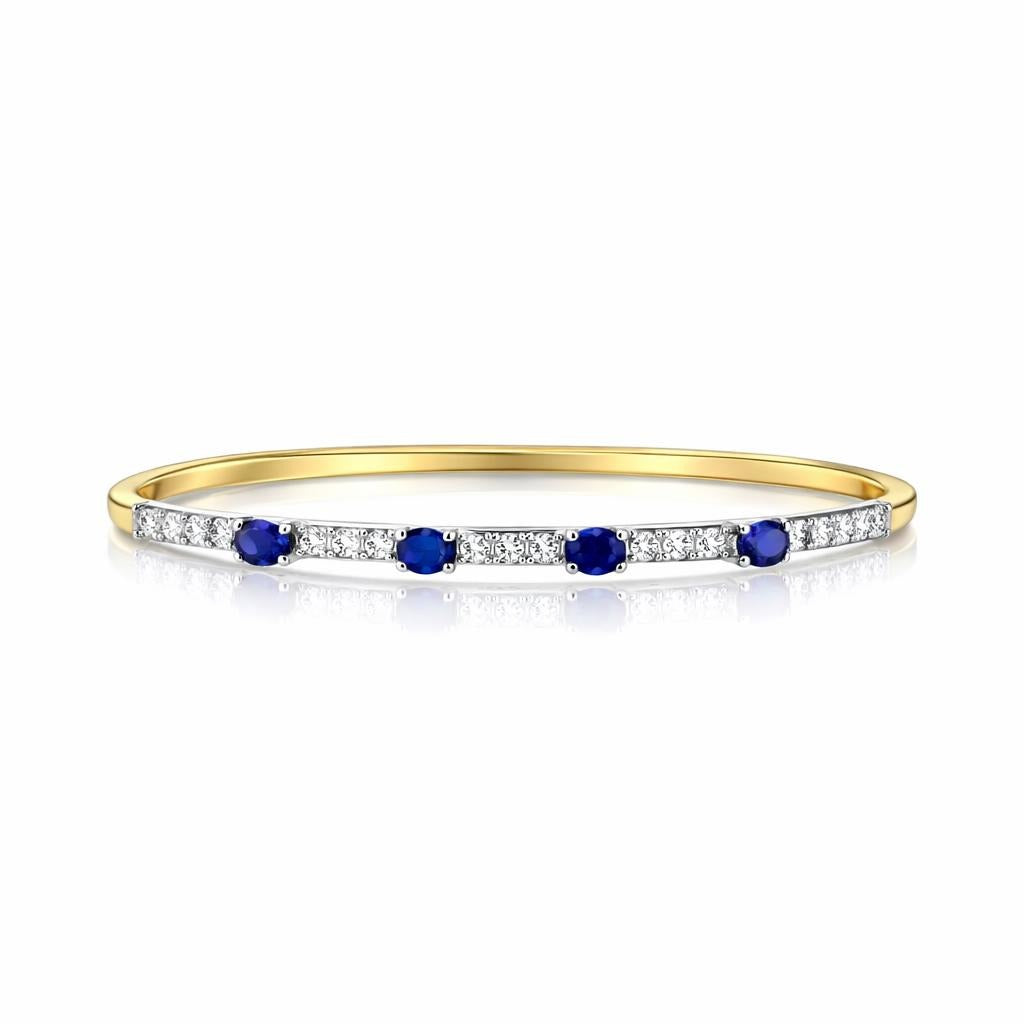 14 Karat Two-Tone Bangle with Blue Stones
