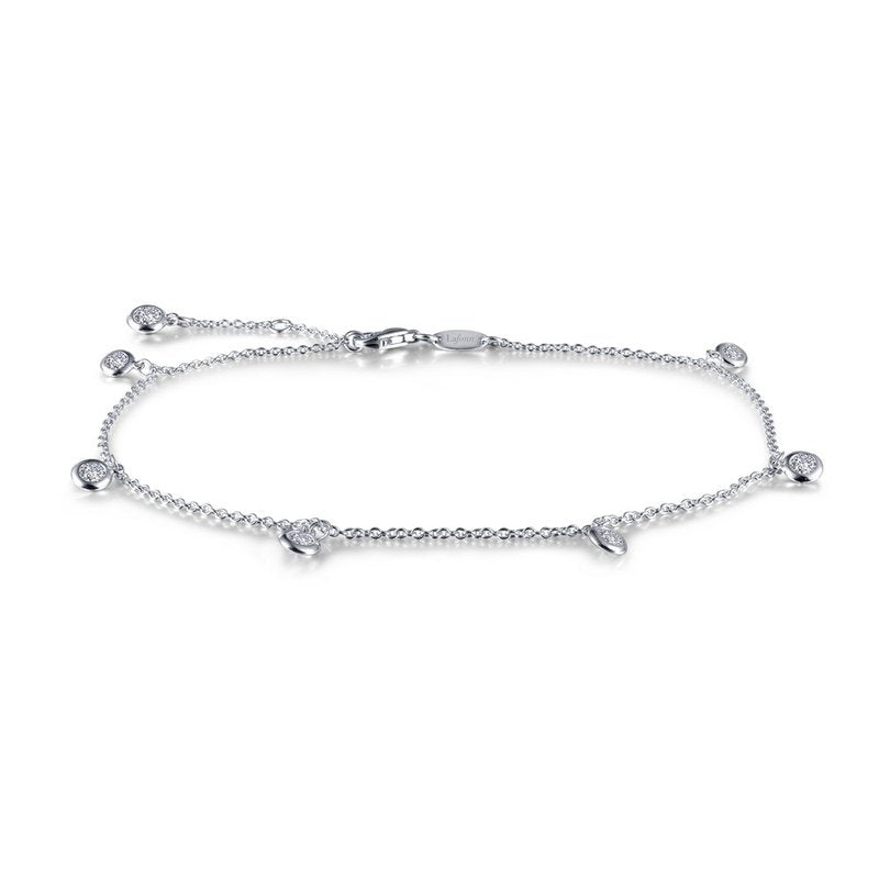 Lassaire 0.91 ct Dangle Bezel Station Anklet in Platinum Coated Sterling Silver