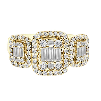 14K Yellow Gold Mosaic Diamond Engagement Ring - 0.98 Carat Natural Diamond
