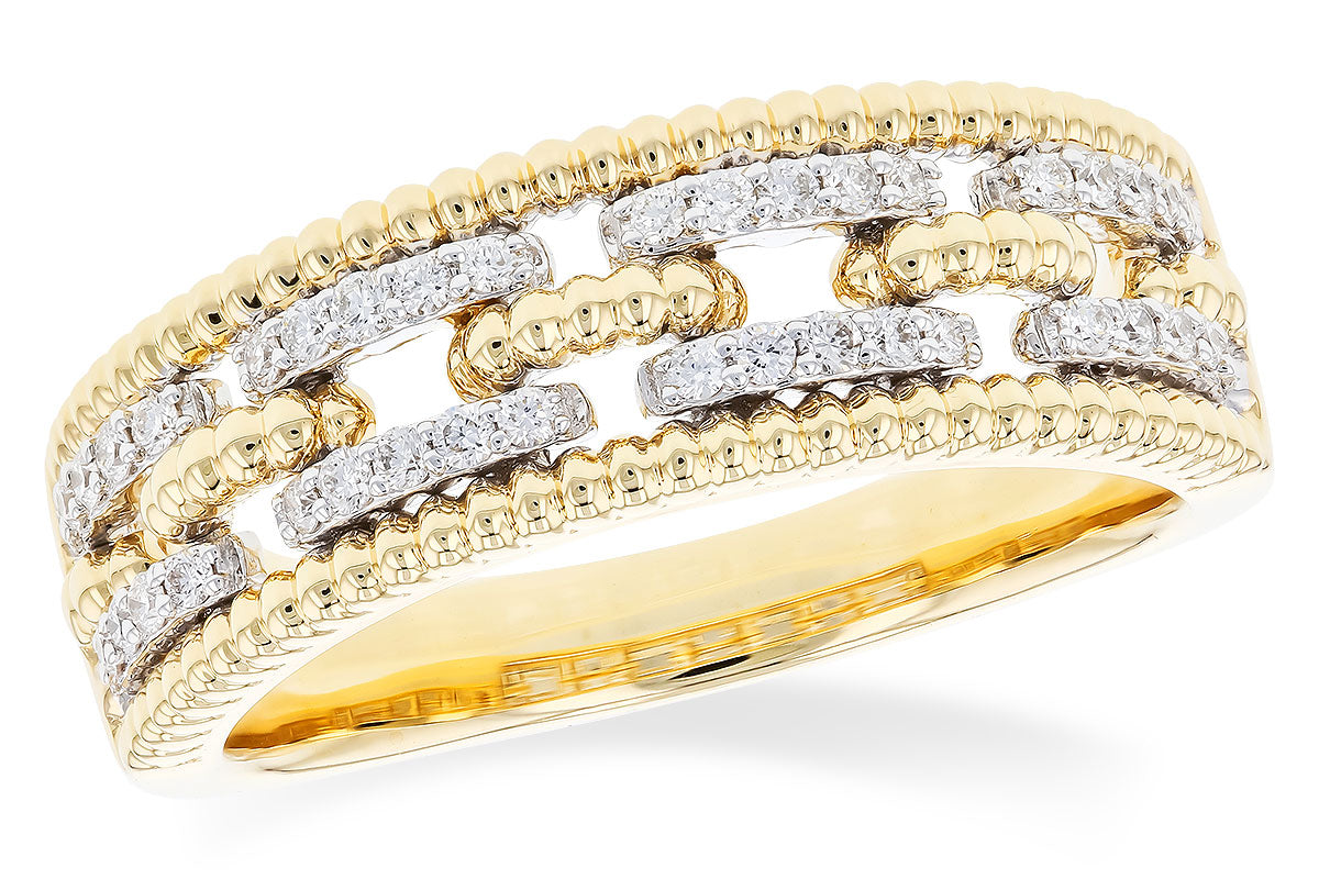 Two-Tone Bubble Diamond Ring with 0.20 Carat Natural Diamonds in 14 Karat Gold