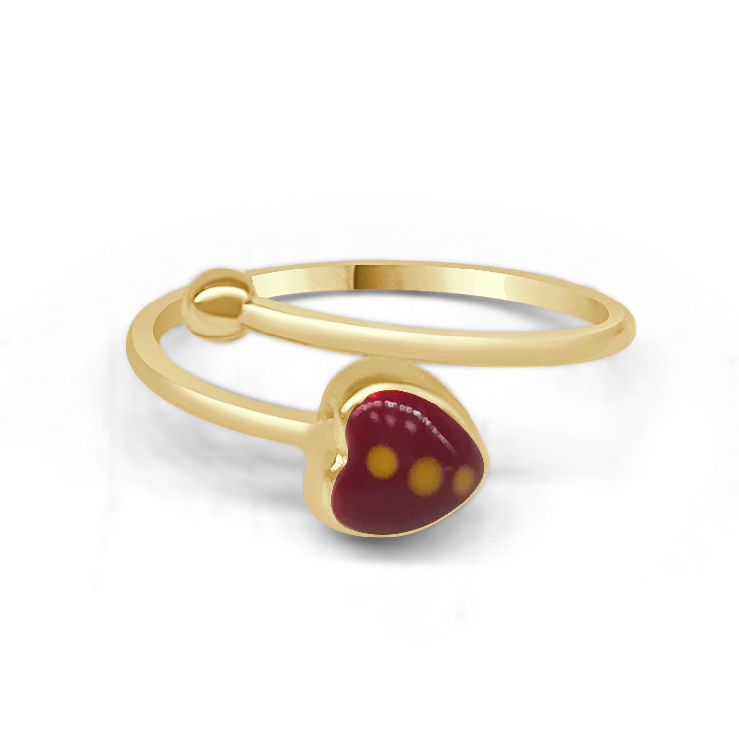14 Karat Yellow Gold Enamel Heart Bypass Ring