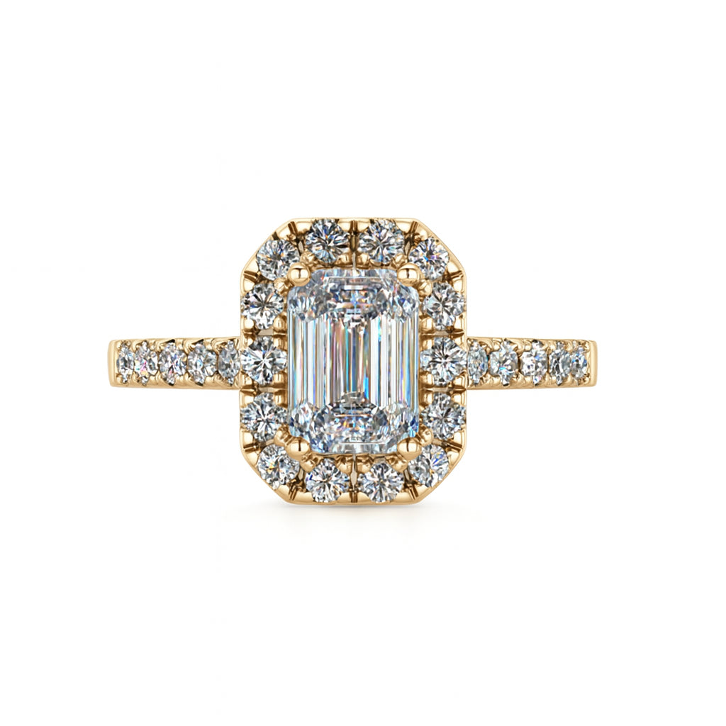 Radiant 1.00 Lab Diamond Engagement Ring in 14 Karat Yellow Gold