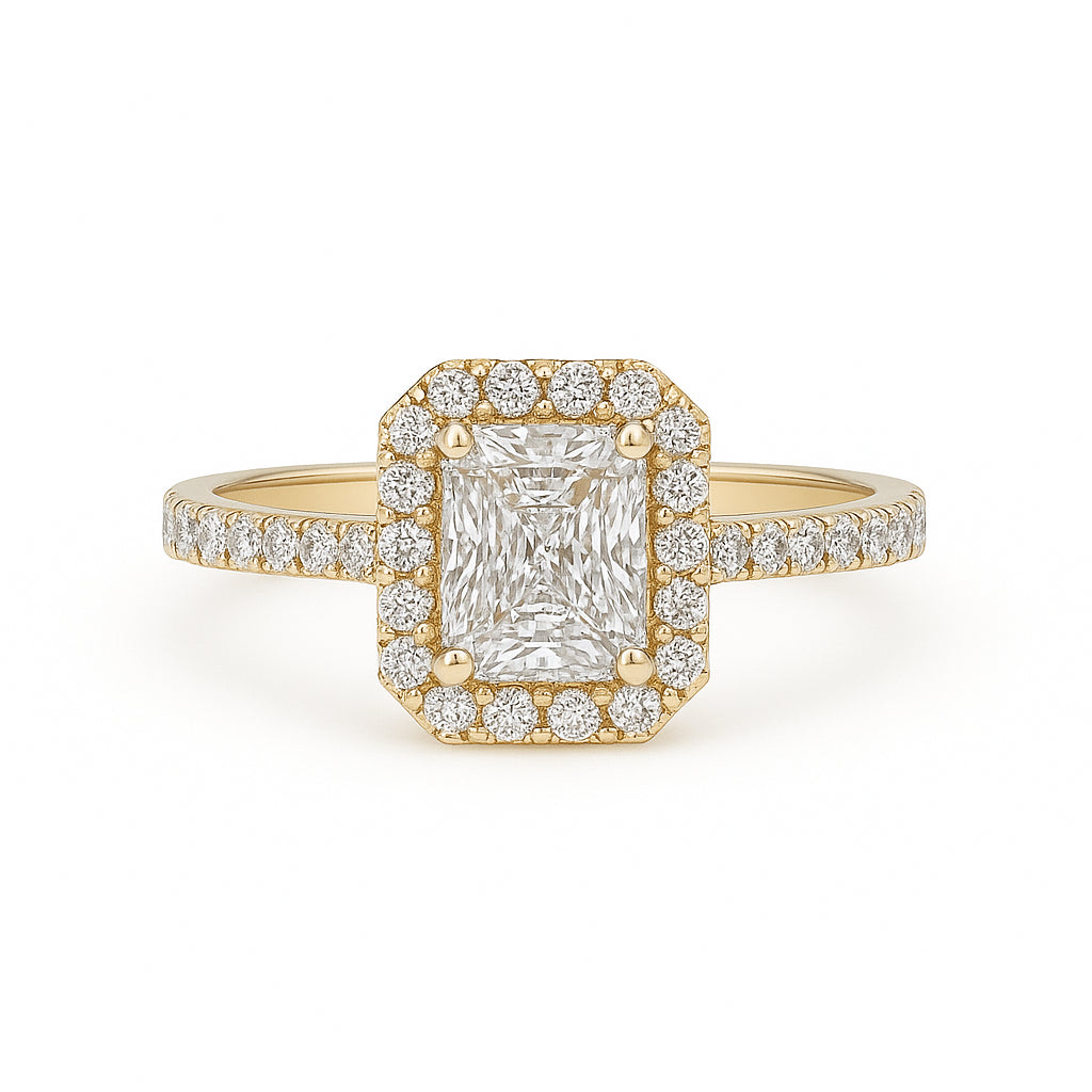 Radiant 1.00 Lab Diamond Engagement Ring in 14 Karat Yellow Gold