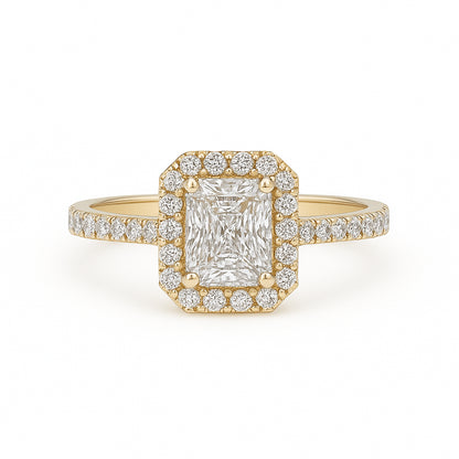 Radiant 1.00 Lab Diamond Engagement Ring in 14 Karat Yellow Gold