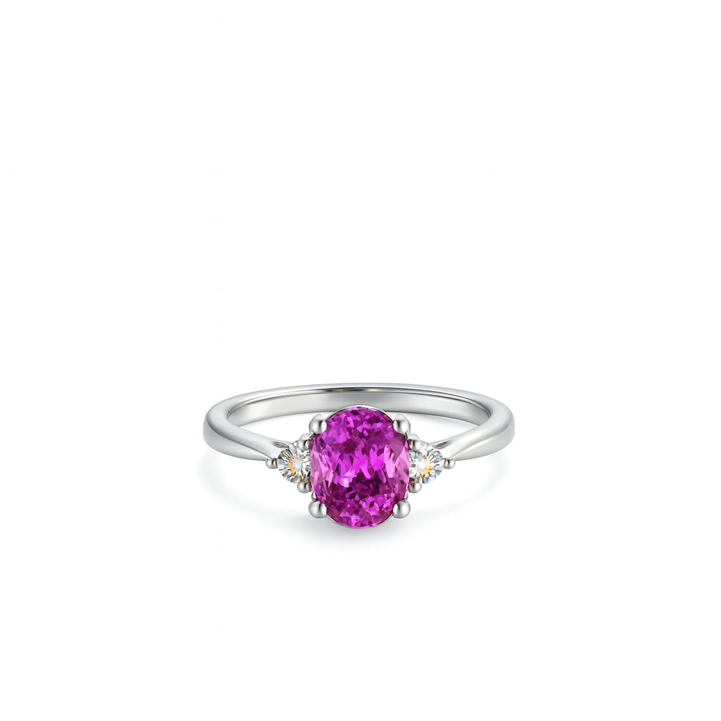 14 Karat White Gold Ring with Pink Gemstone