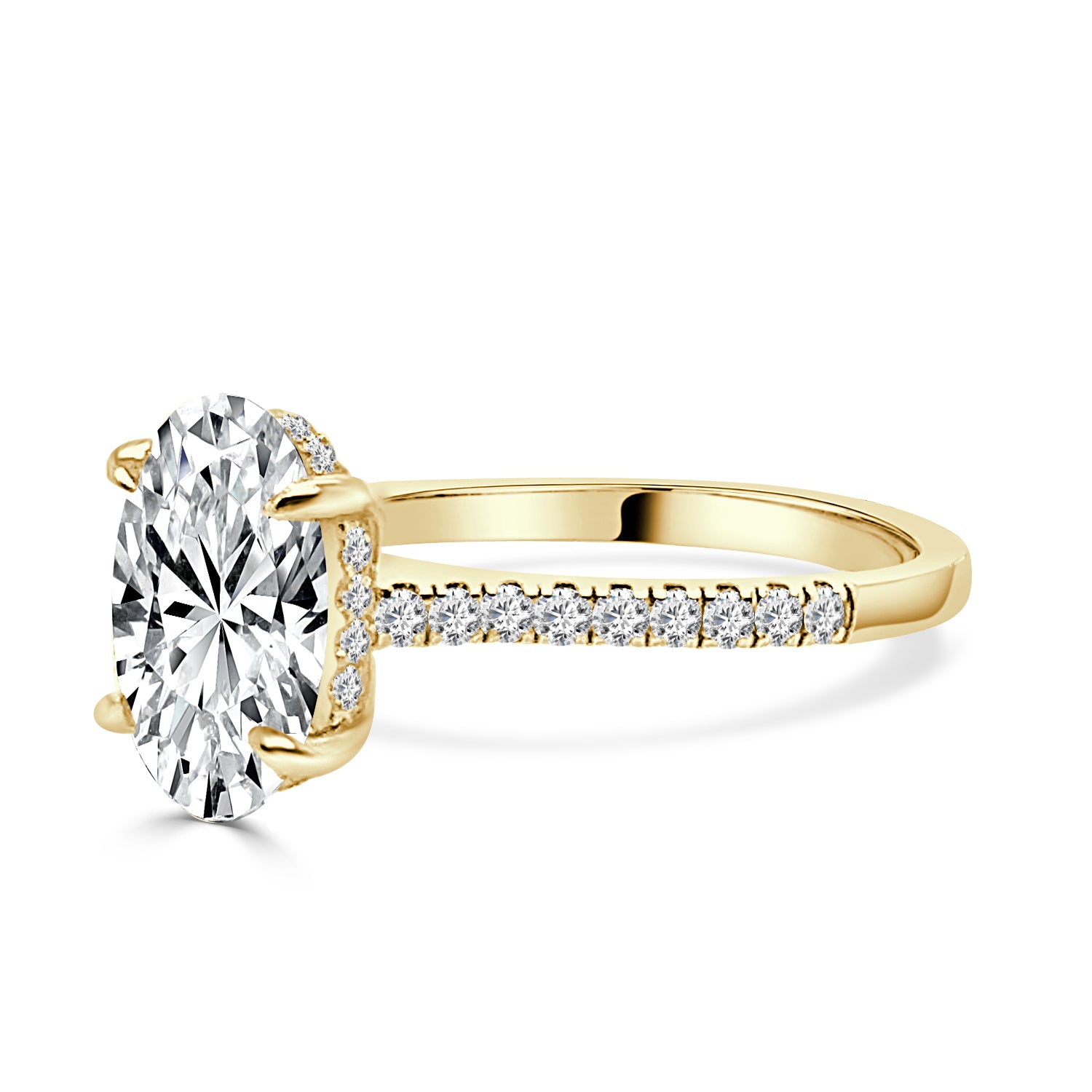 Oval Lab Diamond Engagement Ring in 14 Karat Yellow Gold - 3.06 Carats