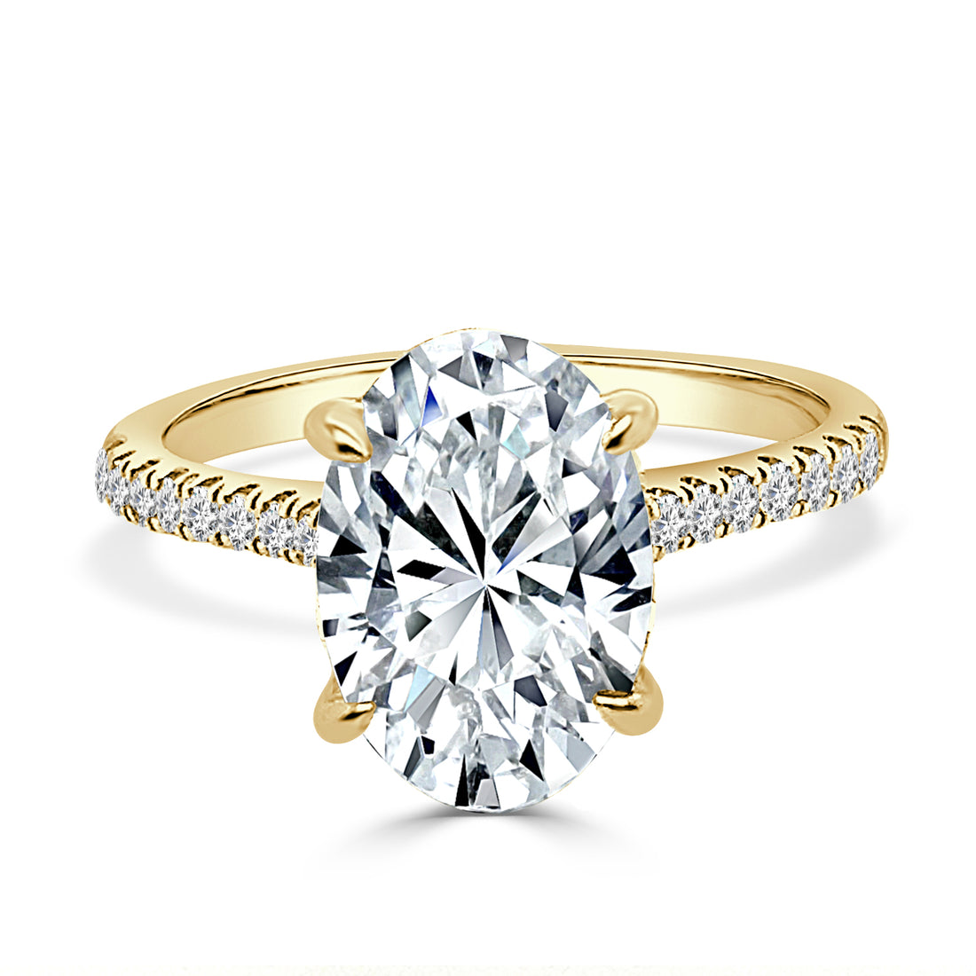 14K Yellow Gold Oval Lab Diamond Engagement Ring - 3.06 Carats