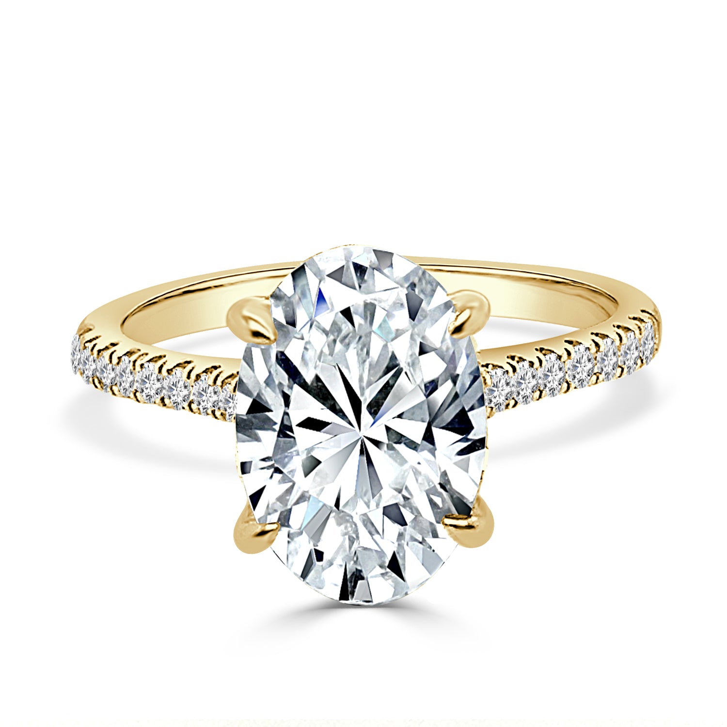 Oval Lab Diamond Engagement Ring in 14 Karat Yellow Gold - 3.06 Carats