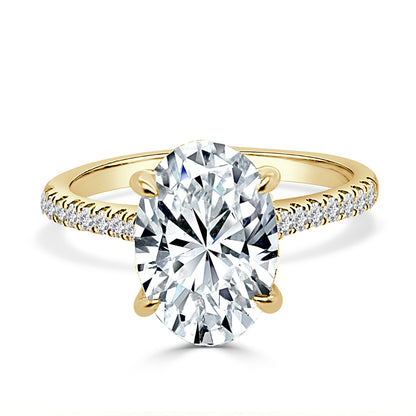 Oval Lab Diamond Engagement Ring in 14 Karat Yellow Gold - 3.06 Carats