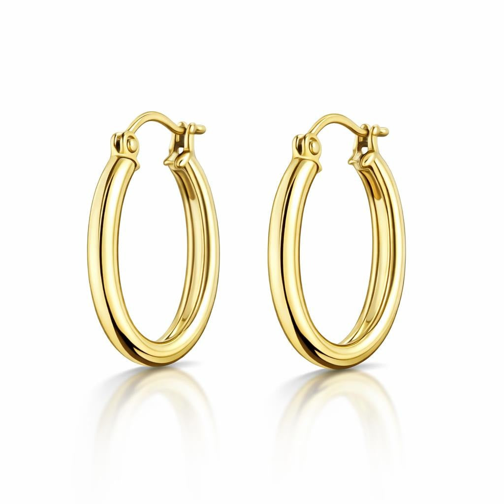 14 Karat Yellow Gold High Polish Oval Earrings