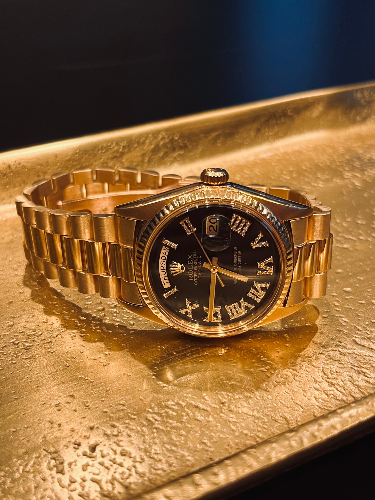 Rolex President Day Date 1803 18 Karat Yellow Gold Watch with Natural Diamond Accents