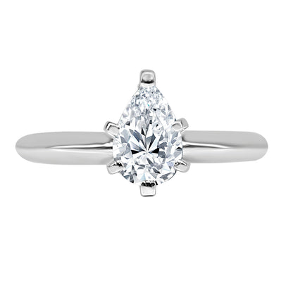 14K White Gold Lab Diamond Pear Shape Engagement Ring - 2.02 Carats