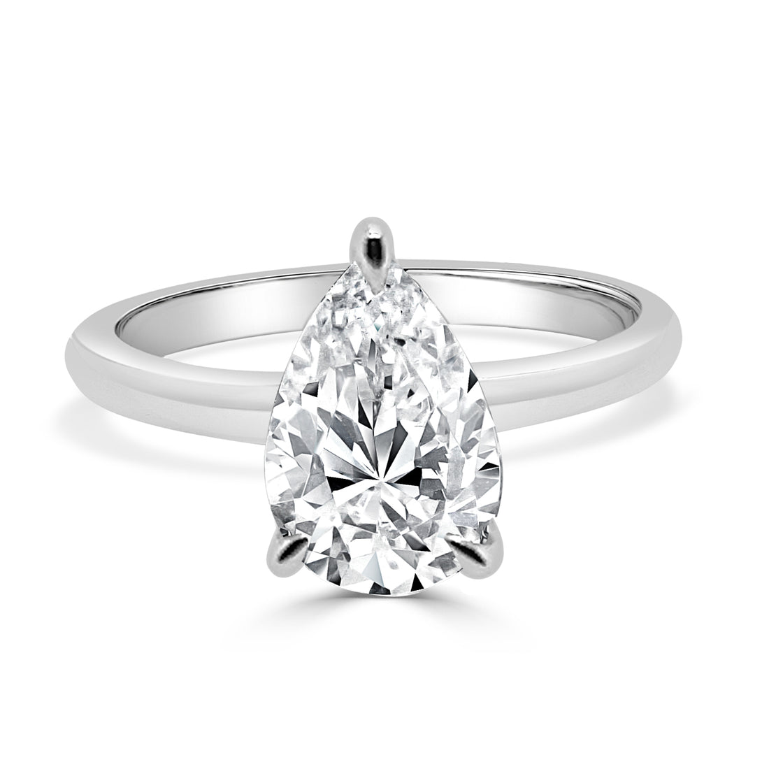 14K White Gold Lab Diamond 2.02 ct Pear Shape Engagement Ring