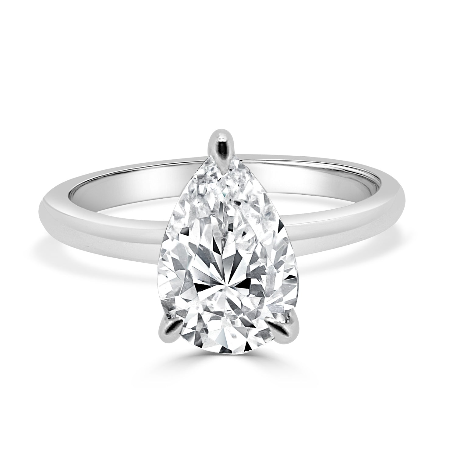 14K White Gold Lab Diamond Pear Shape Engagement Ring - 2.02 Carats