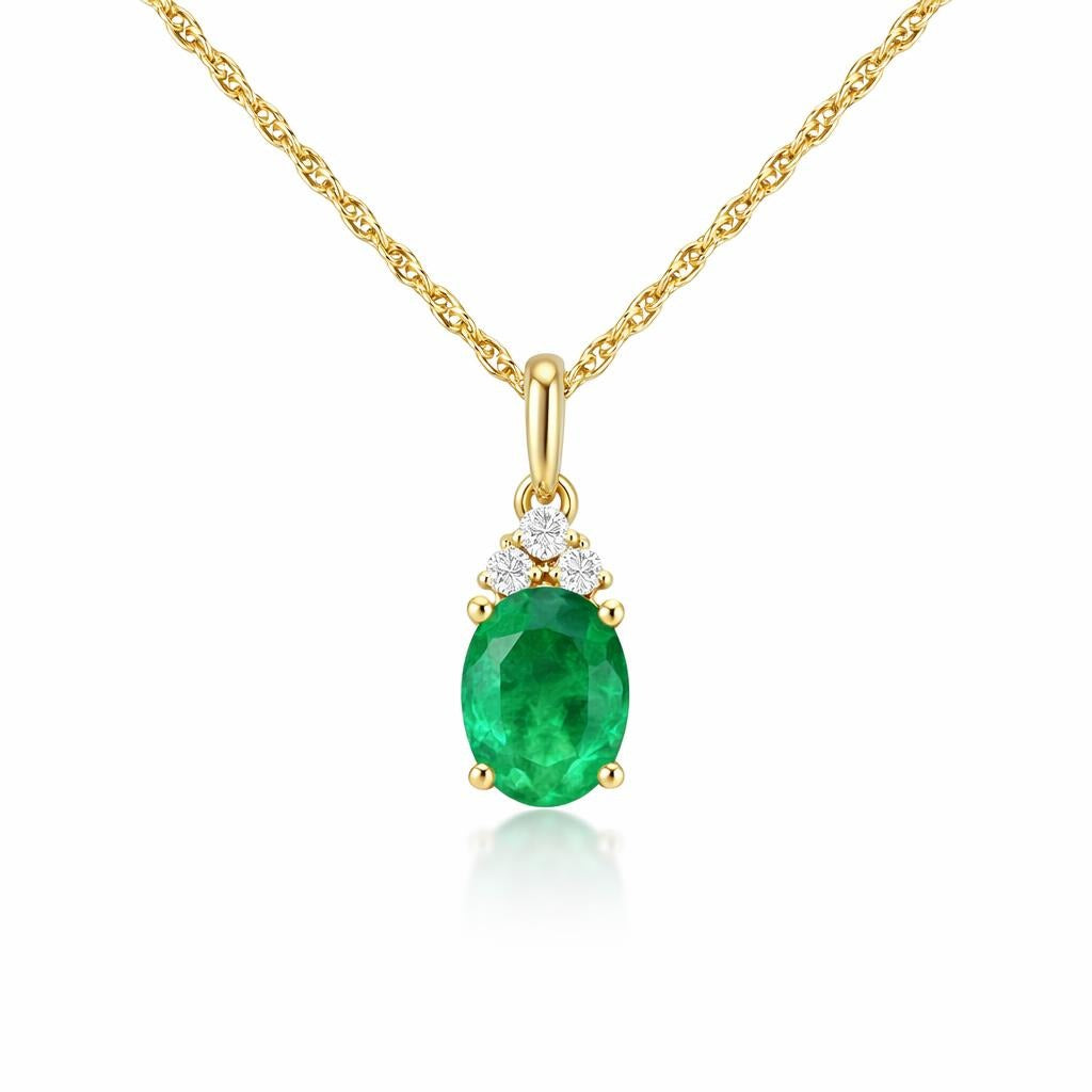 10 Karat Yellow Gold Necklace with Emerald