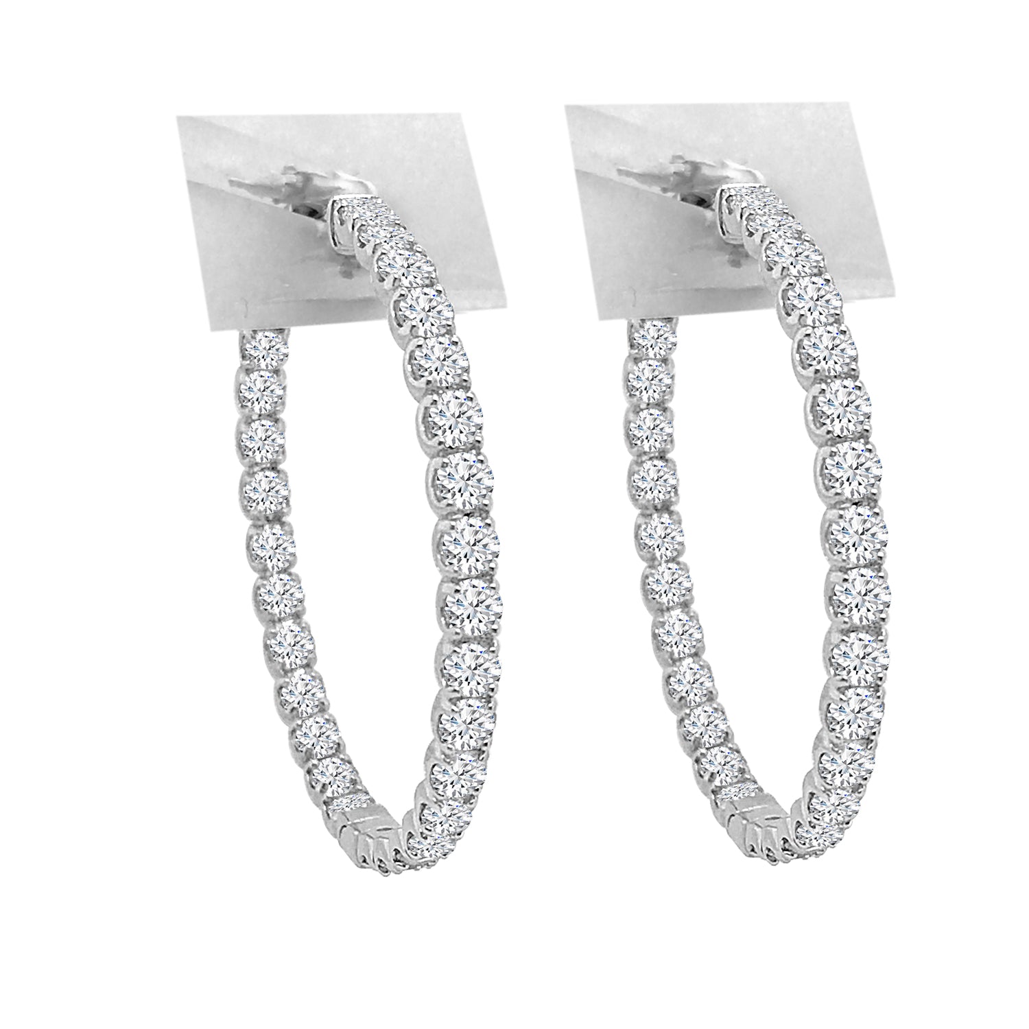 Inside Out 14 Karat White Gold Earrings with Natural Diamond 5.01 Carat