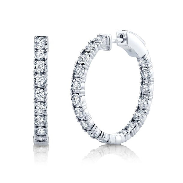 Sparkling Brilliance: 14K White Gold Round Lab Diamond Hoop Earrings (6.74 ct)