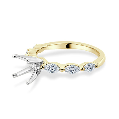 14K Yellow Gold Marquise Diamond Engagement Mounting in East to West Style - 0.53ct Natural Diamond