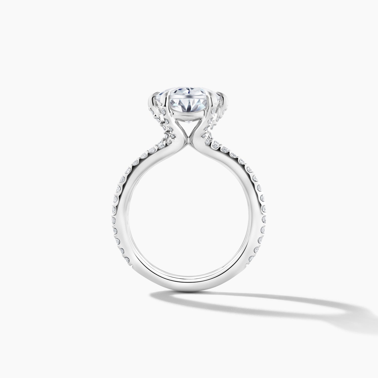 Platinum Oval Shape Engagement Ring with SMP Three Row Split Shank Band featuring 5.00 Carat Natural Diamond