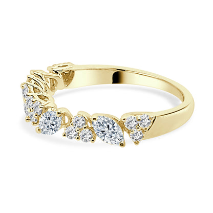 Marquise Elegance: 14K Yellow Gold Wedding Band with RBC Tristar Design &amp; 0.90ct Natural Diamond