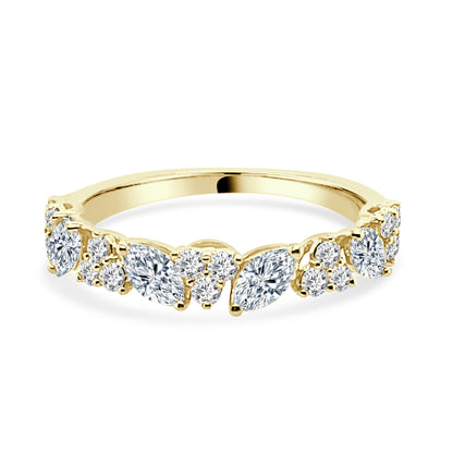 Marquise Elegance: 14K Yellow Gold Wedding Band with RBC Tristar Design &amp; 0.90ct Natural Diamond