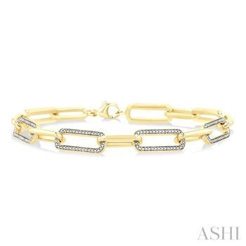 Bold Round Natural Diamond Gold Plated Sterling Silver Bracelet 0.1