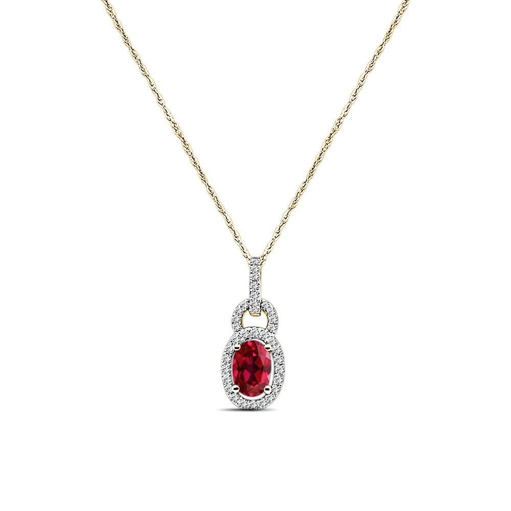 10 Karat Yellow Gold Necklace with Ruby Accent