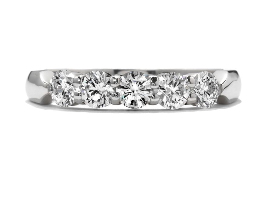 Platinum Signature 5-Stone Wedding Band with 2.00 ct Natural Diamond Prong Set