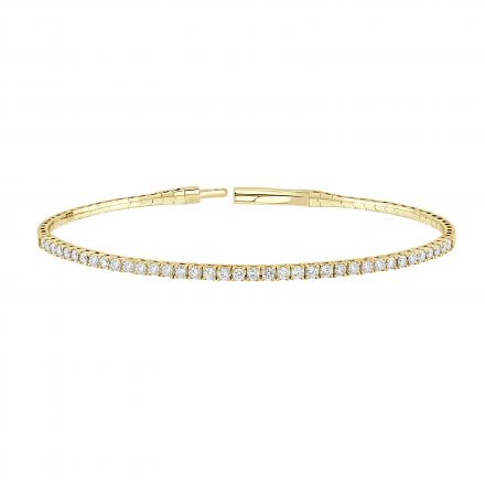 Flex 14K Yellow Gold Bangle Bracelet with Lab Diamond Round Shape - 1 Carat