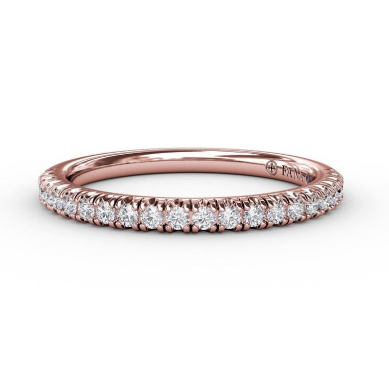 Modern Pave 14K Rose Gold Wedding Band with Natural Diamond 0.28ct