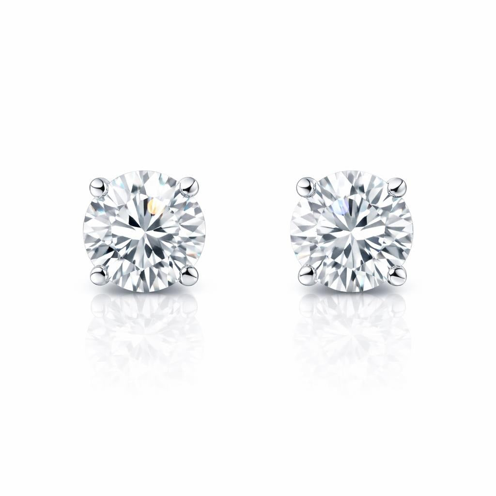 10 Karat White Gold Solitaire Studs
