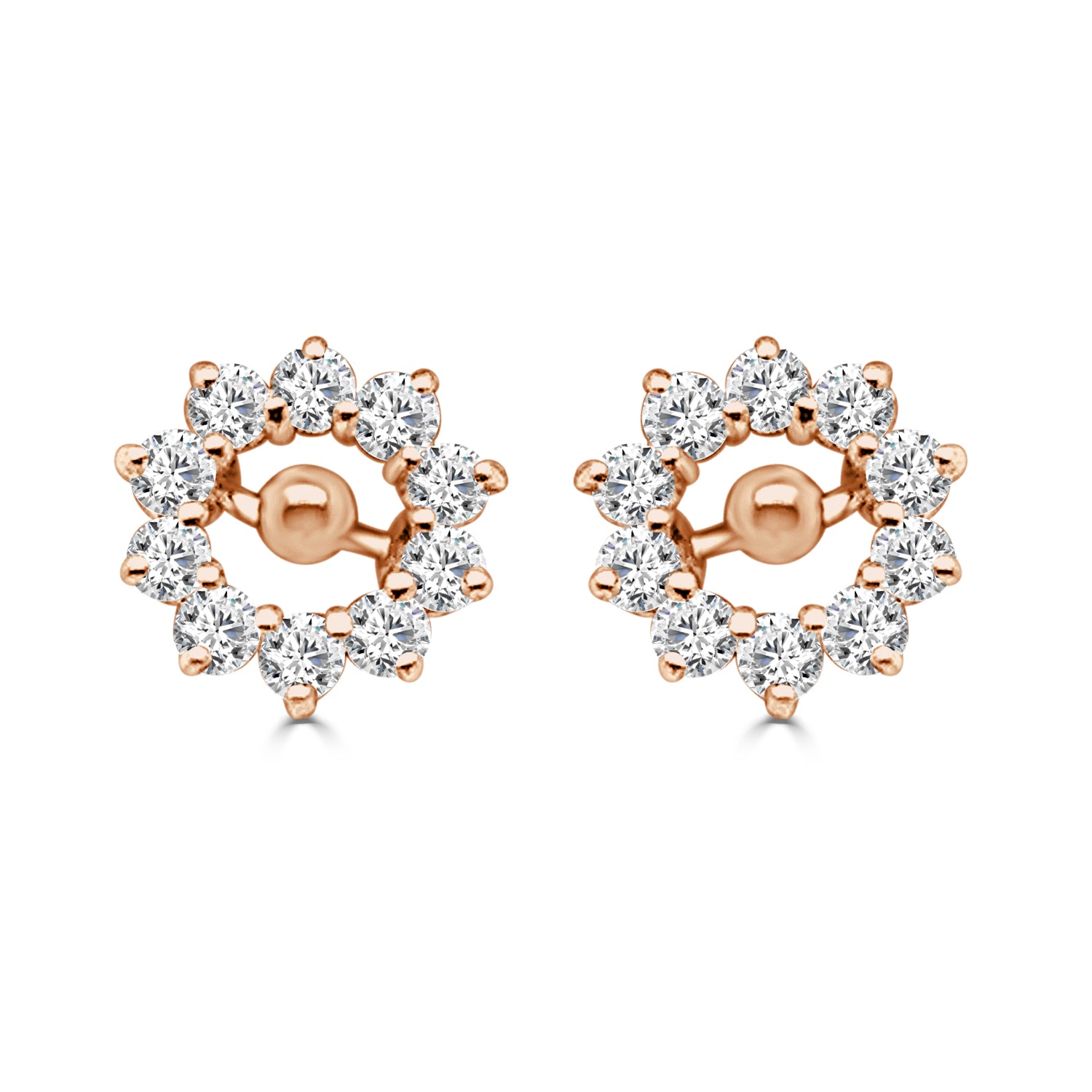 14K Yellow Gold Diamond Stud Earrings - 0.75 carat Natural Diamond
