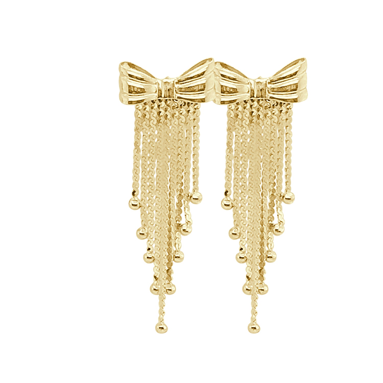 14 Karat Yellow Gold Bow with Tassels Earrings