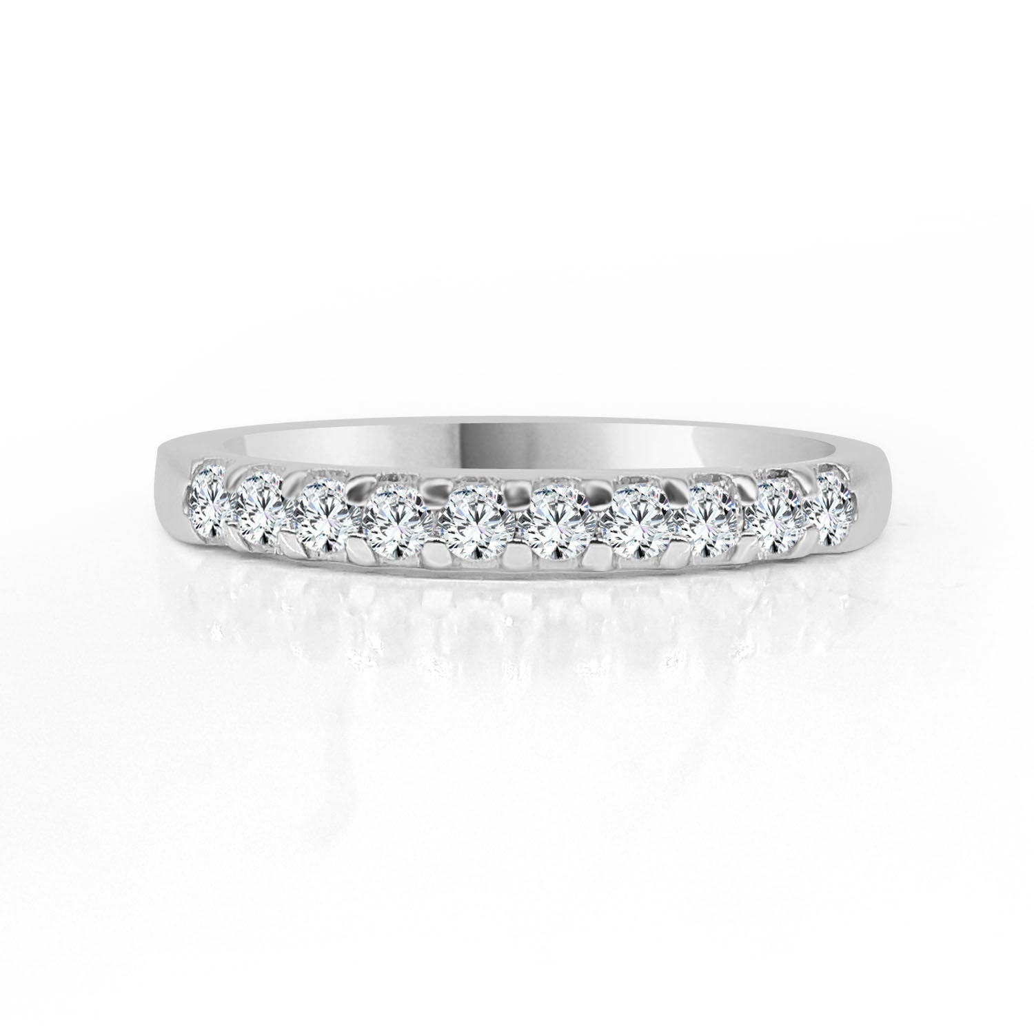 14K White Gold Wedding Band with 0.25 Carat Round Natural Diamond