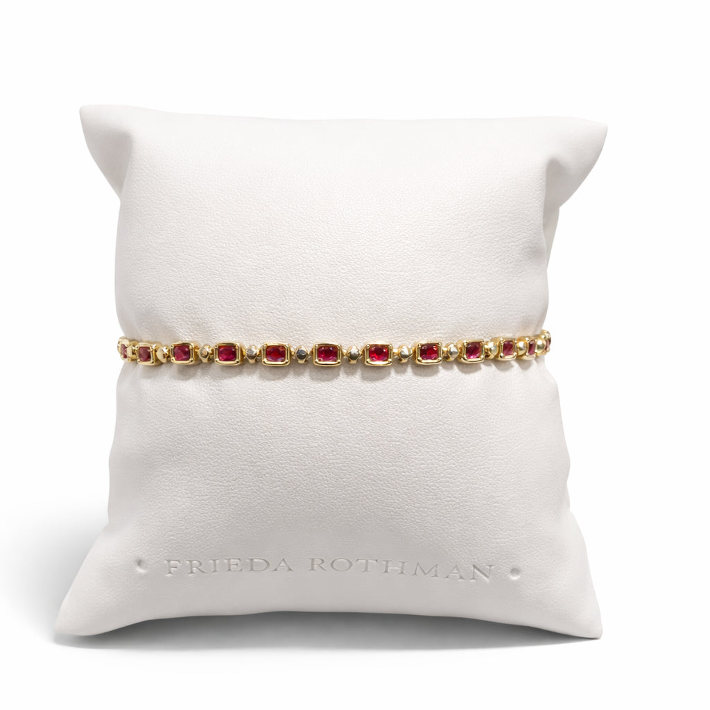 14 Karat Yellow Gold Baguette Ruby Bracelet - 0.89 Carat