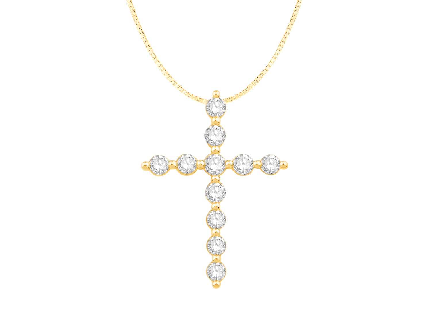 14K Yellow Gold Shared Prong Lab Diamond Round Necklace - 0.52 Carats