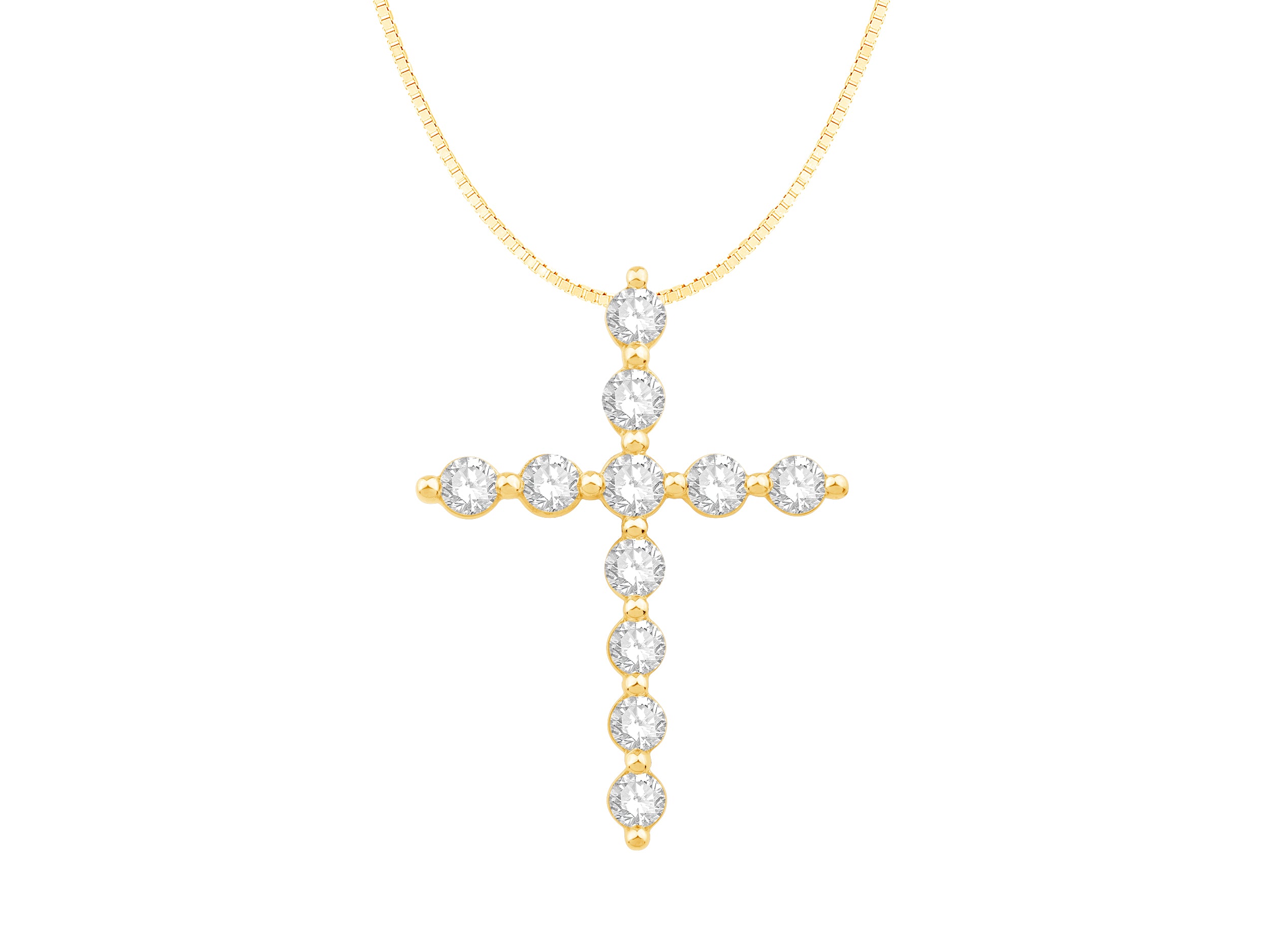 14K Yellow Gold Shared Prong Lab Diamond Round Necklace - 0.52 Carats