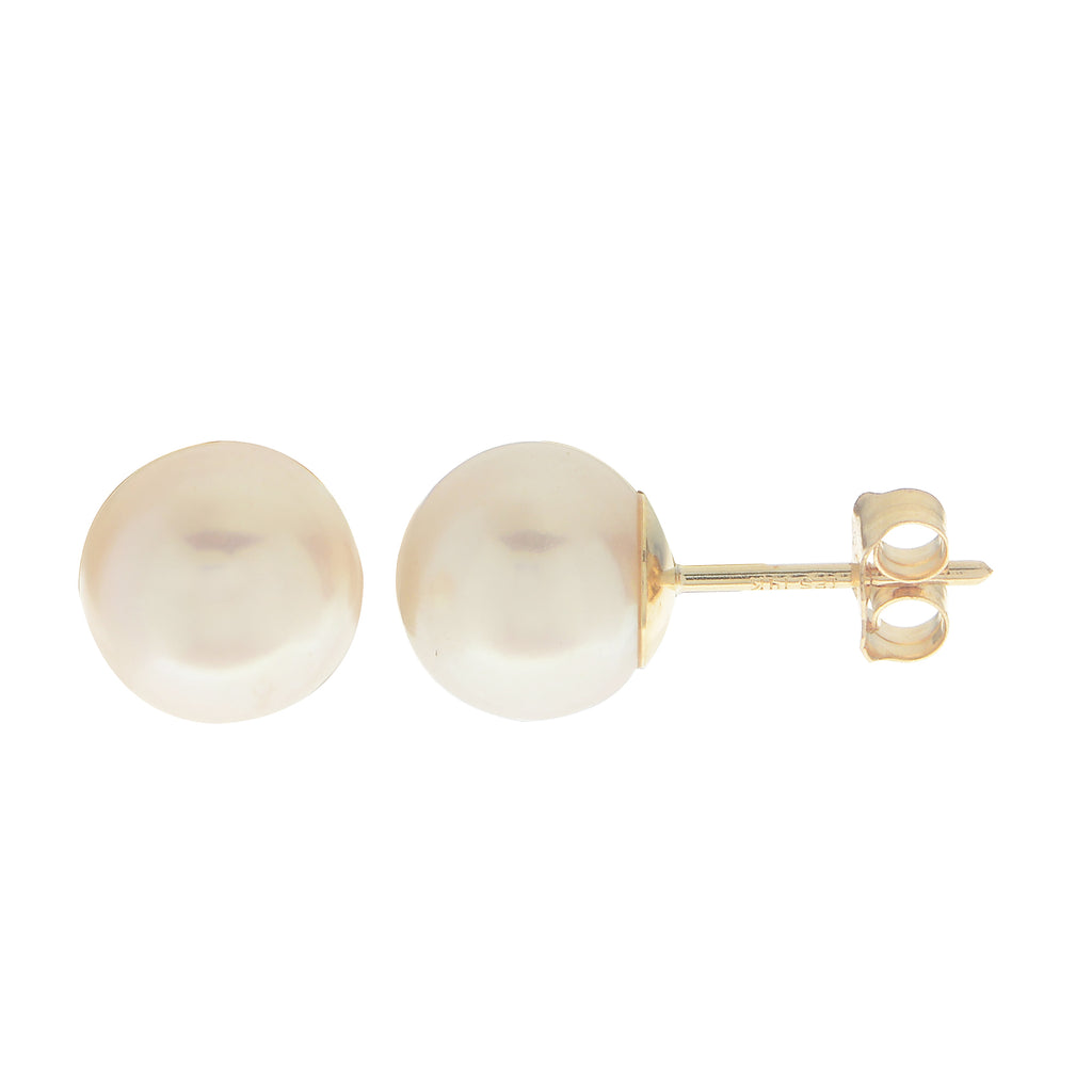 14K Yellow Gold Pearl Stud Earrings