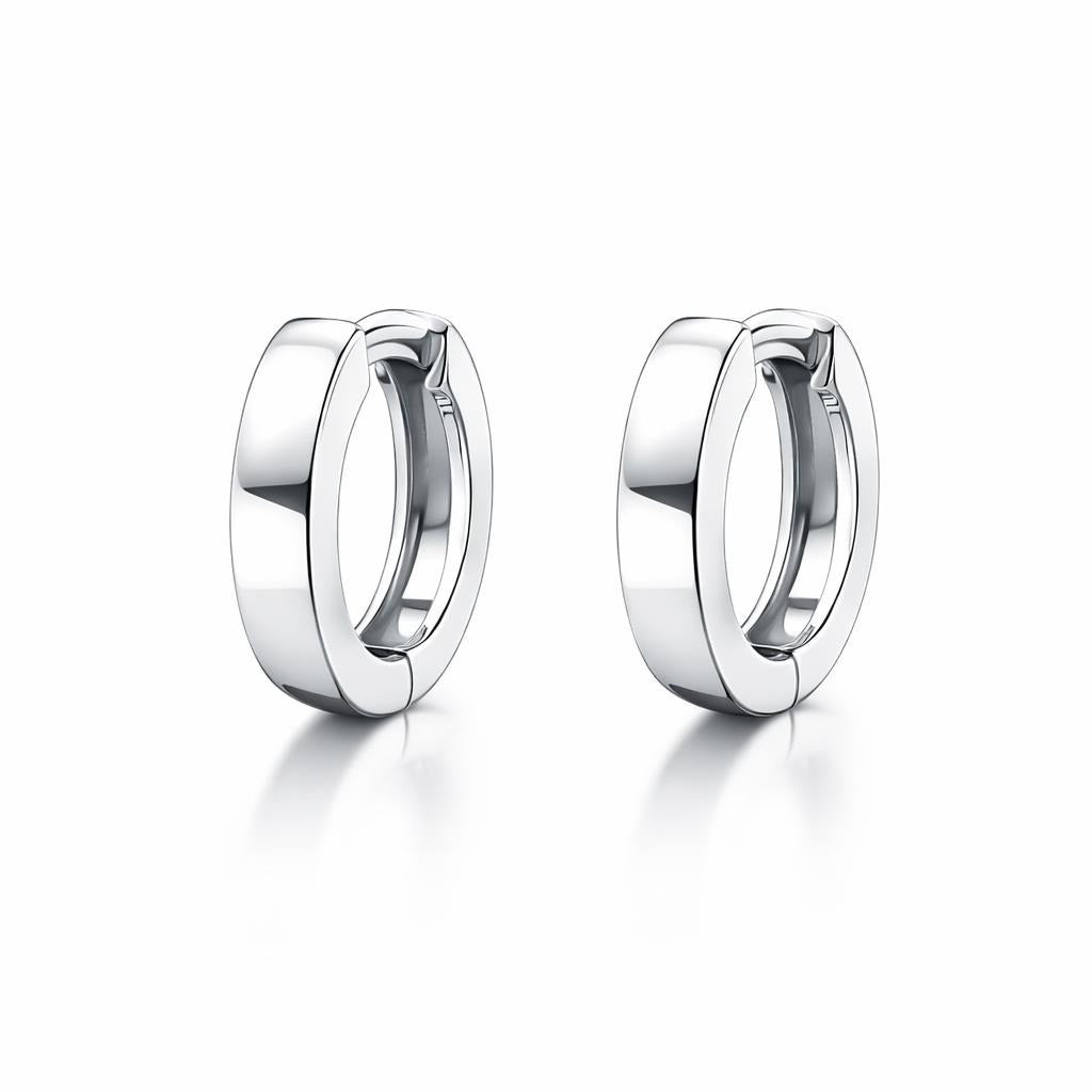 10 Karat White Gold Round Hinged Huggie Earrings