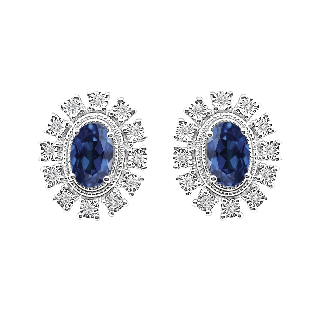 Stunning Tanzanite Halo Earrings in 14 Karat White Gold - Oval Shape, 1.00 Carat