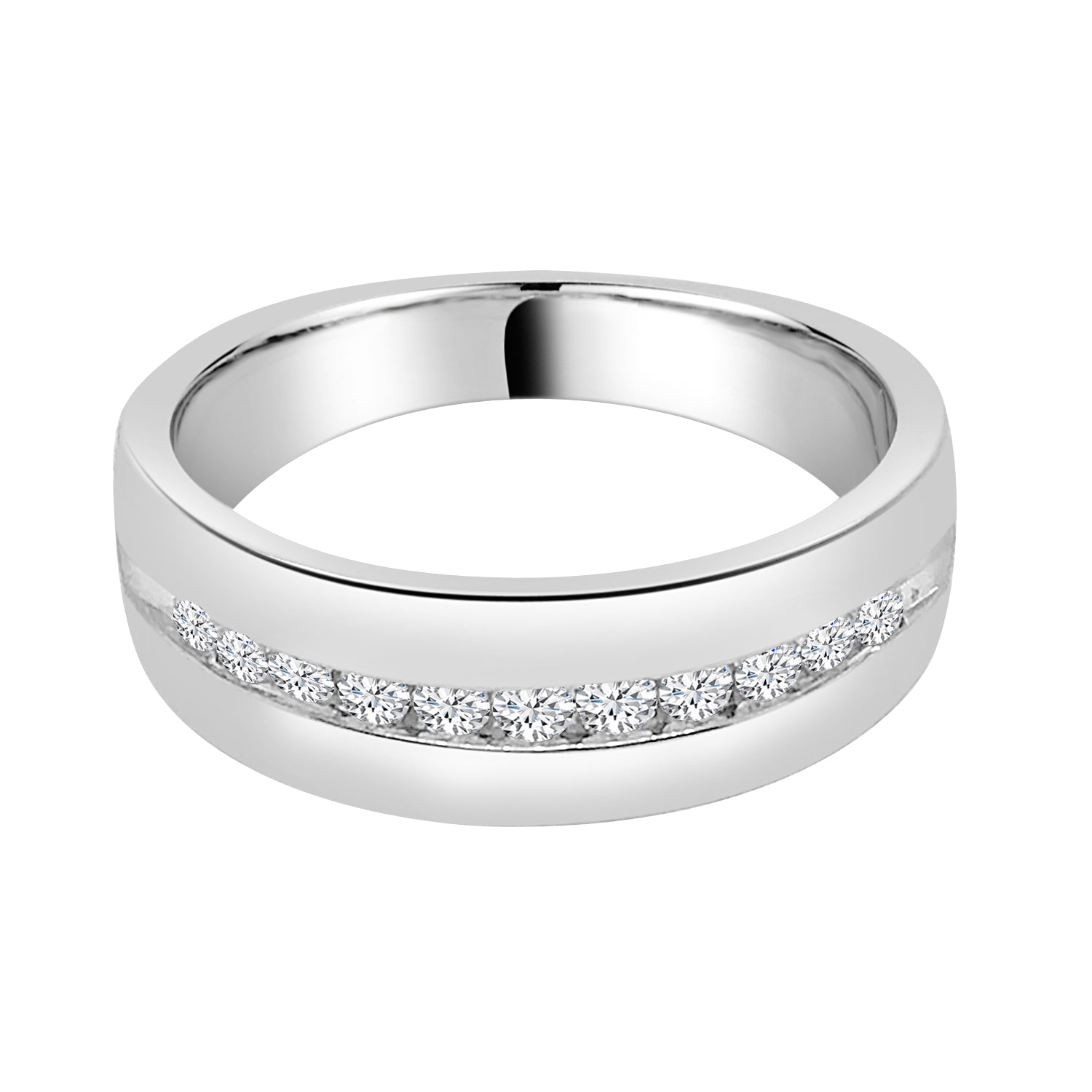 14K White Gold Round Cut 0.33ct Natural Diamond Wedding Band