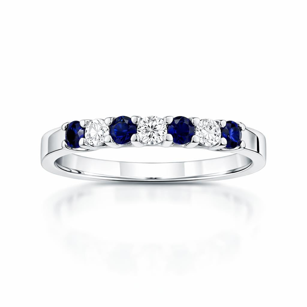14 Karat White Gold Sapphire and Diamond Ring
